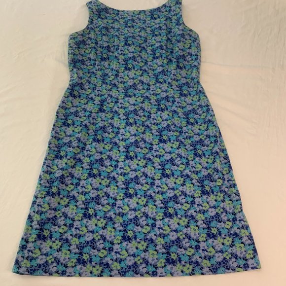 Floral Print Sleeveless Knee Length Dress High Neck Pencil Shift Sheath Size 5/6 - Picture 9 of 15